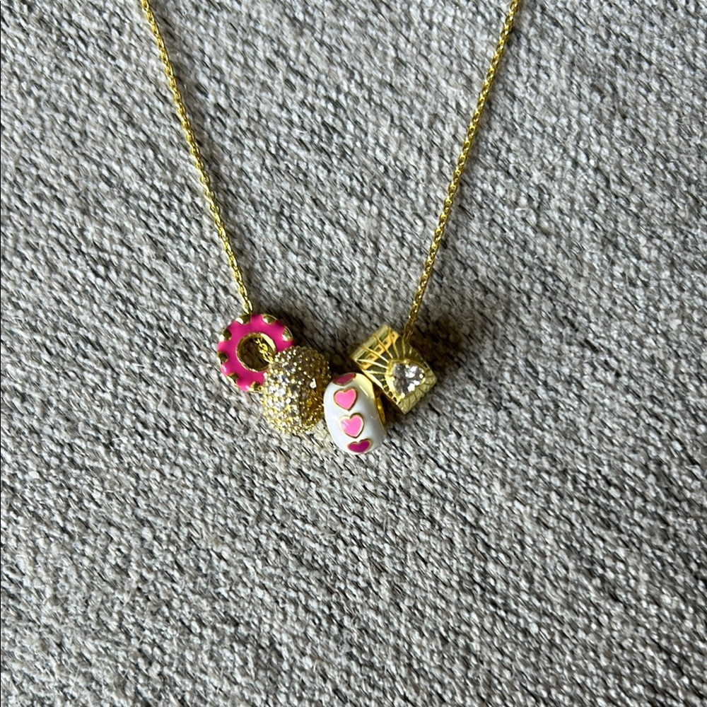 Baublebar Gold and Pink Heart Charm Necklace